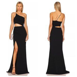 Cinq à Sept Sandra Womens Cutout One-Shoulder Gown Dress Black Size 8